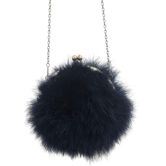Power Of Love Feather Purse In Navy windsorstore - Picture 2 of 11